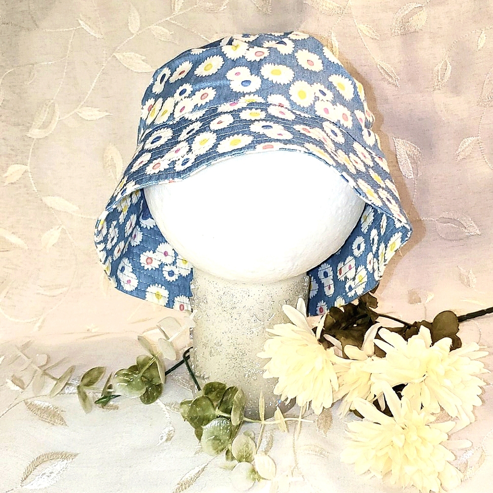 Denim Floral Hat